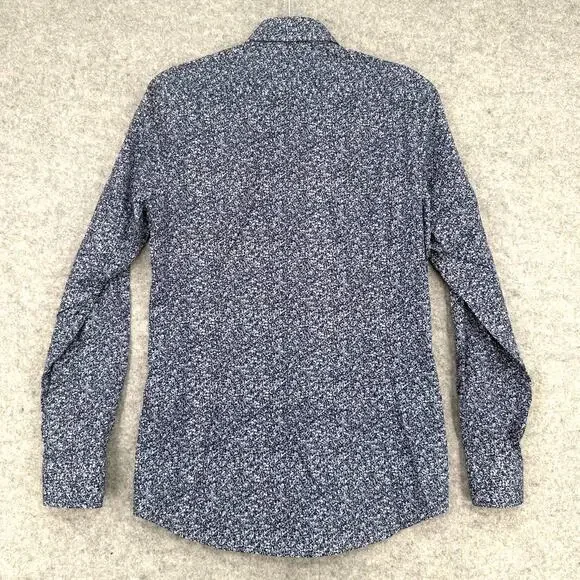 NWT Hugo Boss Kenno Dark Blue Cotton Floral Slim Fit Dress Shirt Size US 15 - Picture 5 of 12